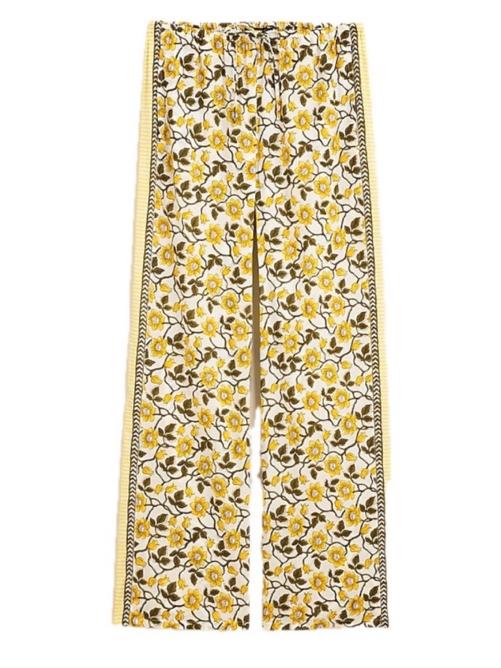 J Crew Cotton Voile Beach Pant in Daffodil Daze Block Print w/ Pockets Sz S